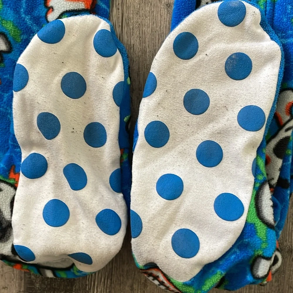 Circo Blue & Orange Skull Print Kids footie one piece pajamas